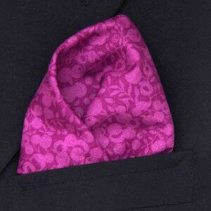 Hand Stitched Tana Lawn Cotton Pocket Square Purple Floral Men's